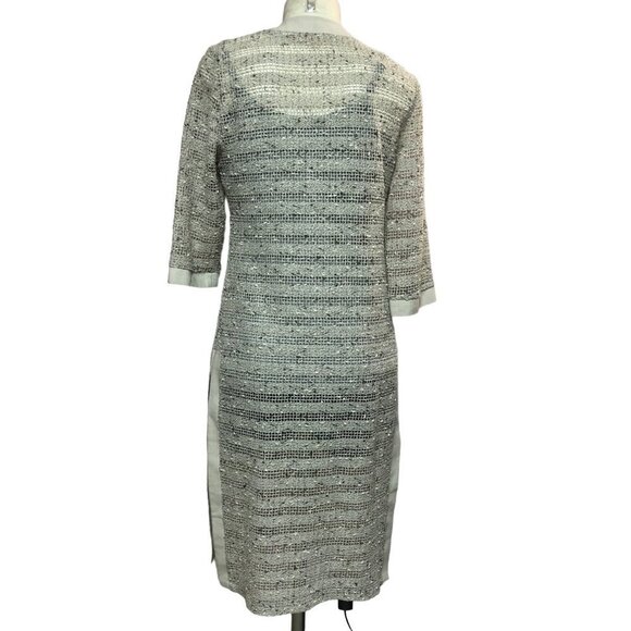 Tobi Extra Long Button Down Oatmeal w/Black Loose Knit Cardigan Size Small - Picture 3 of 13